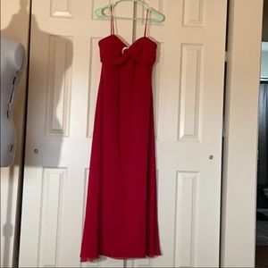 Red Spaghetti Strap Floor Length Formal Prom Dress